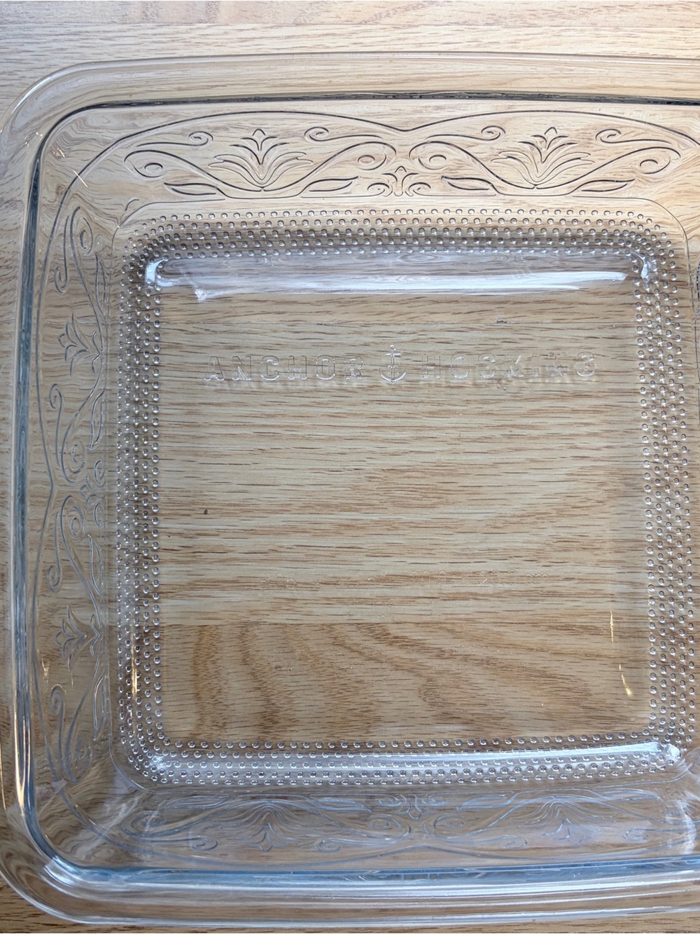Anchor Hocking Clear Glass Ornate Square Baking Dish